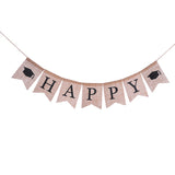 Burlap,Happy,Graduation,Banners,Bunting,Garland,Party,Decoration,Supplies