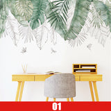 Tropical,Leaves,Plant,Flower,Sticker,Decor,Office,Decal,Mural