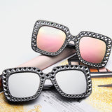 Women,Fashion,Casual,Square,Shape,Imitation,Diamonds,Decoration,Sunglasses