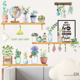 Green,Leaves,Shelf,Flower,Bonsai,Removable,Stickers,Bedroom,Living,Balcony,Glass,Doors,Windows