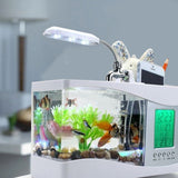 Small,Aquarium,Goldfish,Thermometer,Alarm,Clock,Light